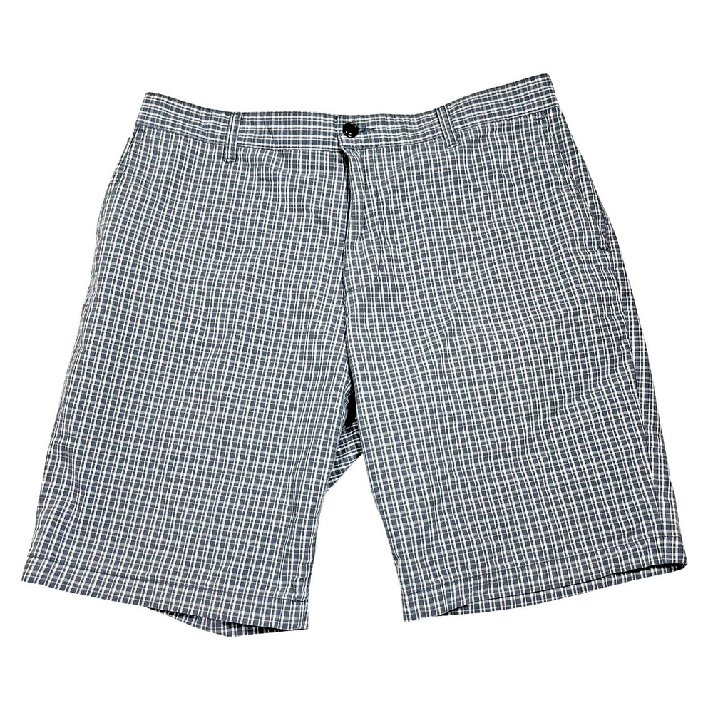 Dockers Shorts Mens 36 Blue White Plaid Cotton Classic Fit Nautical‎ Anchor Logo